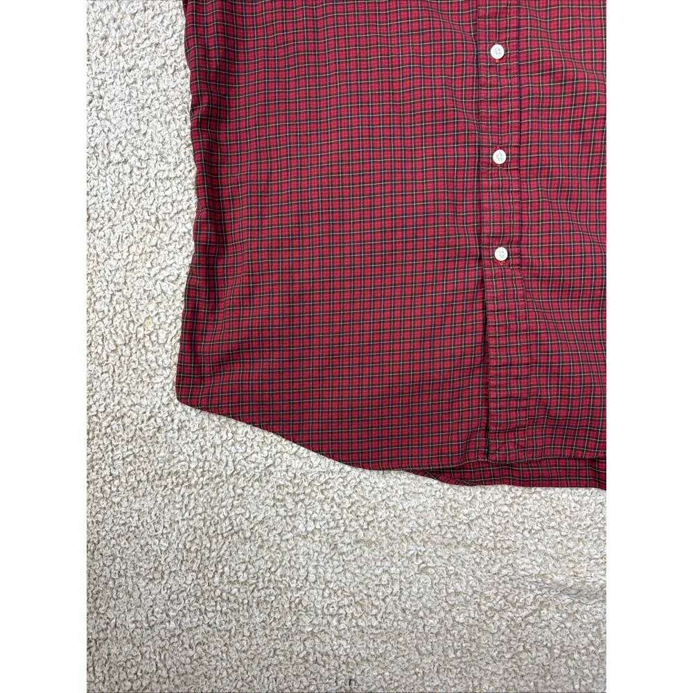 Polo Ralph Lauren Button Up Shirt Mens L Red Plaid Long Sleeve Check Black Pony